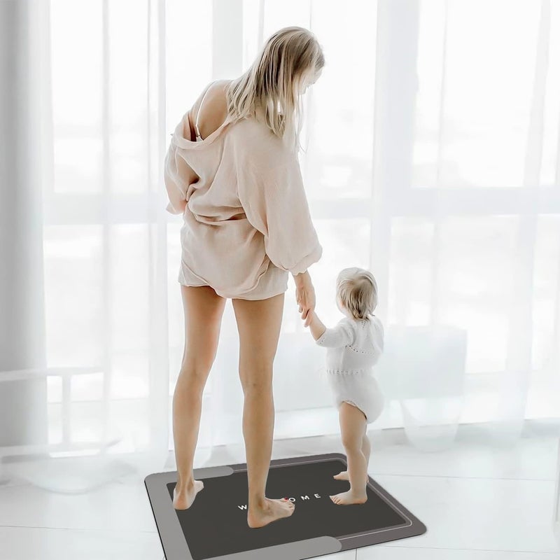 Baboies Non Slip Bathroom Mat Absorbent Floor mat 60X40CM 3MM Thickness Washable Grey Bath Mats for Bathroom Accessories Fast Drying Shower Rug for Tub Bathroom Carpet - Image 2