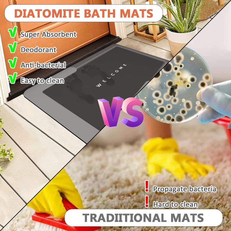 Baboies Non Slip Bathroom Mat Absorbent Floor mat 60X40CM 3MM Thickness Washable Grey Bath Mats for Bathroom Accessories Fast Drying Shower Rug for Tub Bathroom Carpet - Image 5