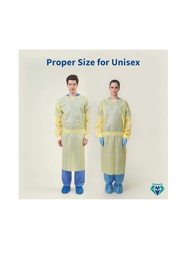 Max Care Isolation Gown Universal Size Yellow 25g Lightweight Protective Clothing with Knit Cuff 10 Pack for Medical Use Everyday Wear - Image 4