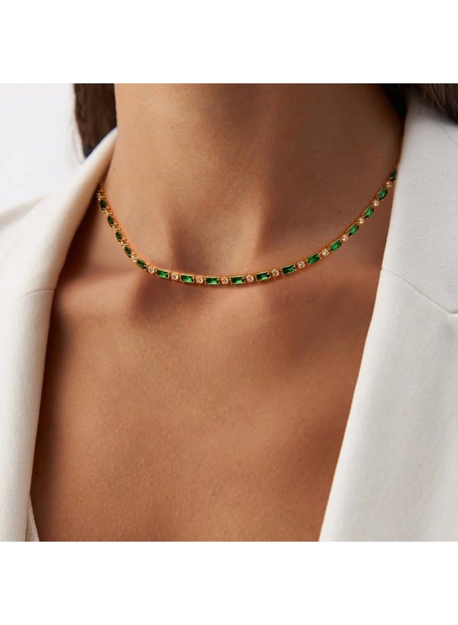 FANZE Tennis Necklaces for Women, Cubic Zirconia Necklace Choker Necklace Classic Dainty Jewelry Gifts, Cubic Zirconia, Zircon - Image 4