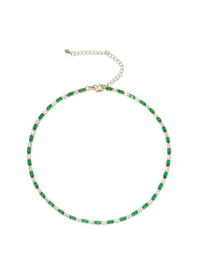 FANZE Tennis Necklaces for Women, Cubic Zirconia Necklace Choker Necklace Classic Dainty Jewelry Gifts, Cubic Zirconia, Zircon - Image 1