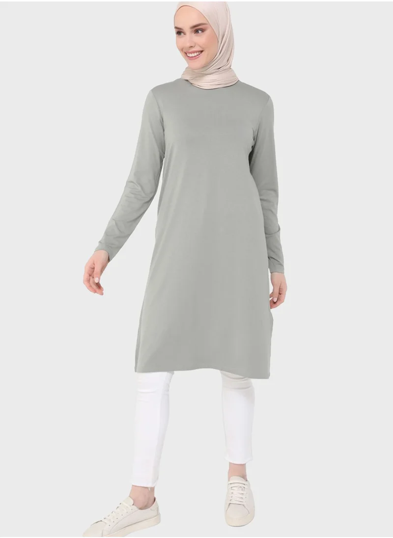 Refka by modanisa Round Neck Knitted Tunic