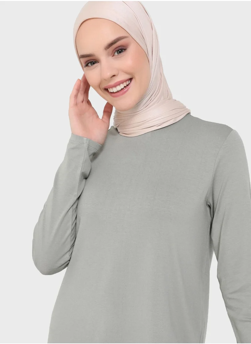 Refka by modanisa Round Neck Knitted Tunic