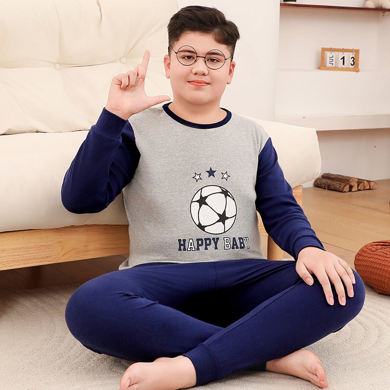 Chubby Children'S Pure Cotton Warm Base Underwear Suit Big Children'S Pajamas Home Wear Korean Style Cute Inner Wear - Image 1