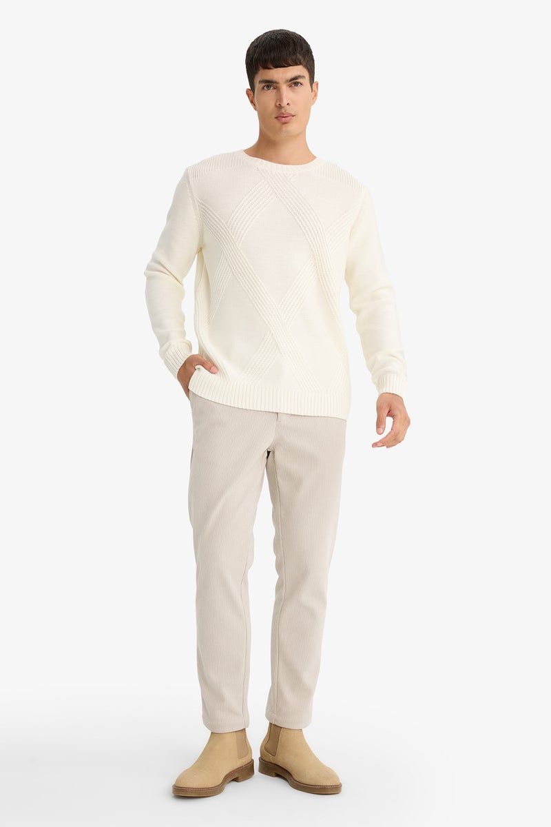 DeFacto Beige Man Regular Fit Trousers Casual - Image 3