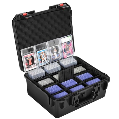 HOSOCASE Graded Card Case Storage Box Trading Card Storage Box with 9 Dividers for PSA BGS SGC Top Loaders Sports Cards Waterproof Hard Slab Case for Baseball Football Basketball Magnetic Cards Holds 600 - Image 1