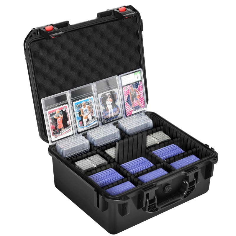 HOSOCASE Graded Card Case Storage Box Trading Card Storage Box with 9 Dividers for PSA BGS SGC Top Loaders Sports Cards Waterproof Hard Slab Case for Baseball Football Basketball Magnetic Cards Holds 600 - Image 2