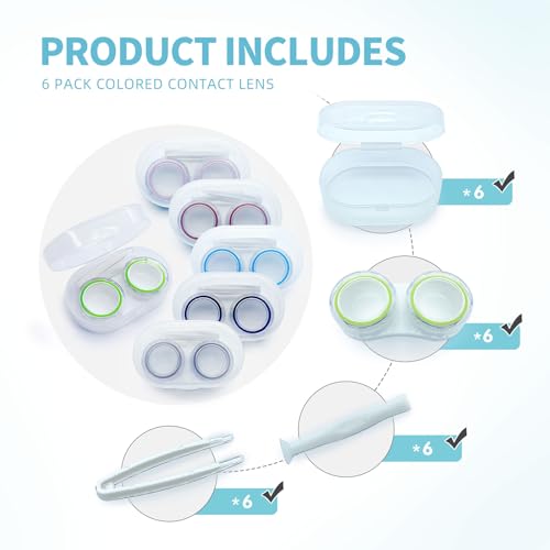 LCFALO 6 Pack Pack Contact Lens Case, Contact Lens Cases Travel Kit Portable Outdoor Storage Kit Contact Lens Case for Travel&Home clear bulk organizer cases with stick tool set - Image 3