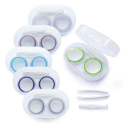 LCFALO 6 Pack Pack Contact Lens Case, Contact Lens Cases Travel Kit Portable Outdoor Storage Kit Contact Lens Case for Travel&Home clear bulk organizer cases with stick tool set - Image 1