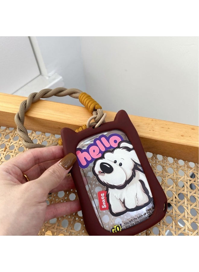 NIBEMINENT 1 - Piece Hello Dog Kpop Photo Card Holder Pendant Key Chain ID Badge Holder ID Card Holder Photo Card Protector for School ID Office ID Access Card for Women Girls - Image 2
