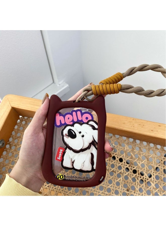 NIBEMINENT 1 - Piece Hello Dog Kpop Photo Card Holder Pendant Key Chain ID Badge Holder ID Card Holder Photo Card Protector for School ID Office ID Access Card for Women Girls - Image 1