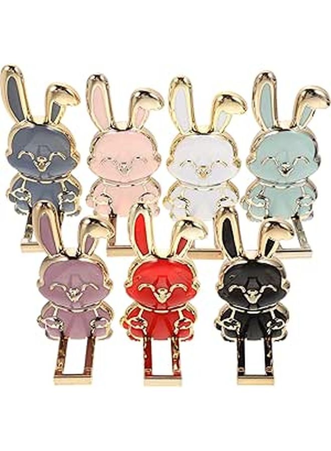 Foldable Cartoon Rabbit Phone Stand 7pcs Mixed Colors Desktop Mobile Holder - Image 1