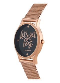 تشامباك ساعة Chumbak Round Dial Analog للنساء | دعنا نضيع المجموعة | حزام من الفولاذ المقاوم للصدأ | هدايا للنساء / الفتيات / السيدات | ساعة أزياء أنيقة للملابس غير الرسمية / للعمل - أسود  - Image 3