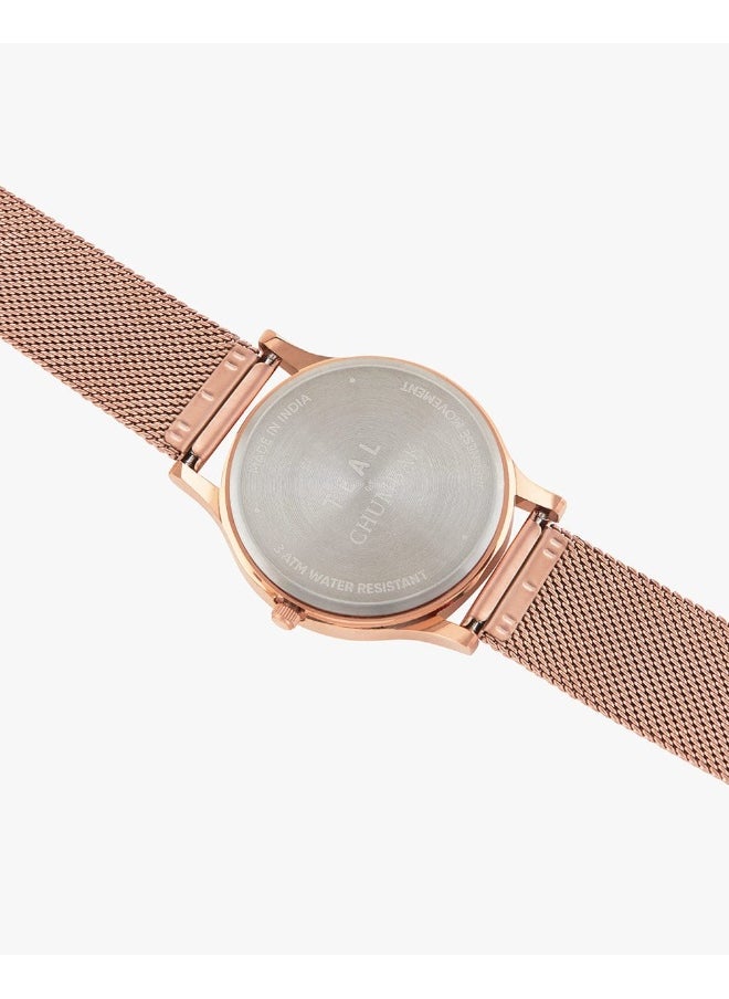 تشامباك ساعة Chumbak Round Dial Analog للنساء | دعنا نضيع المجموعة | حزام من الفولاذ المقاوم للصدأ | هدايا للنساء / الفتيات / السيدات | ساعة أزياء أنيقة للملابس غير الرسمية / للعمل - أسود  - Image 5