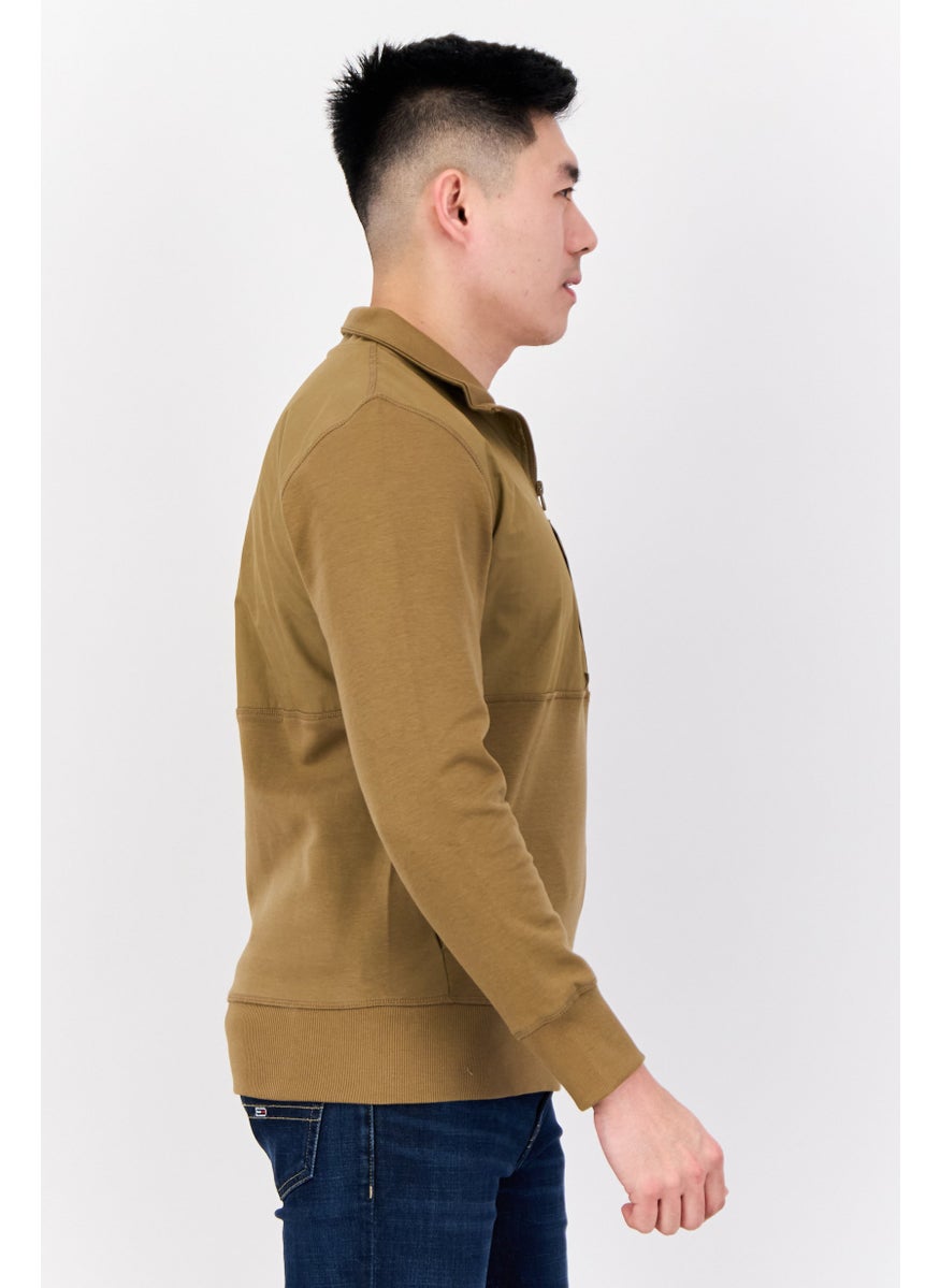 ESPRIT - Men Mock Neck Solid Long Sleeves Sweatshirt, Brown - Image 1