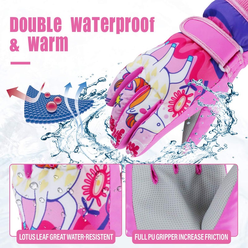 EVBEA Toddler Women Mens Snow Gloves Kids Waterproof Winter Warm Thermal Ski Snowboard Ladies Glove - Image 2
