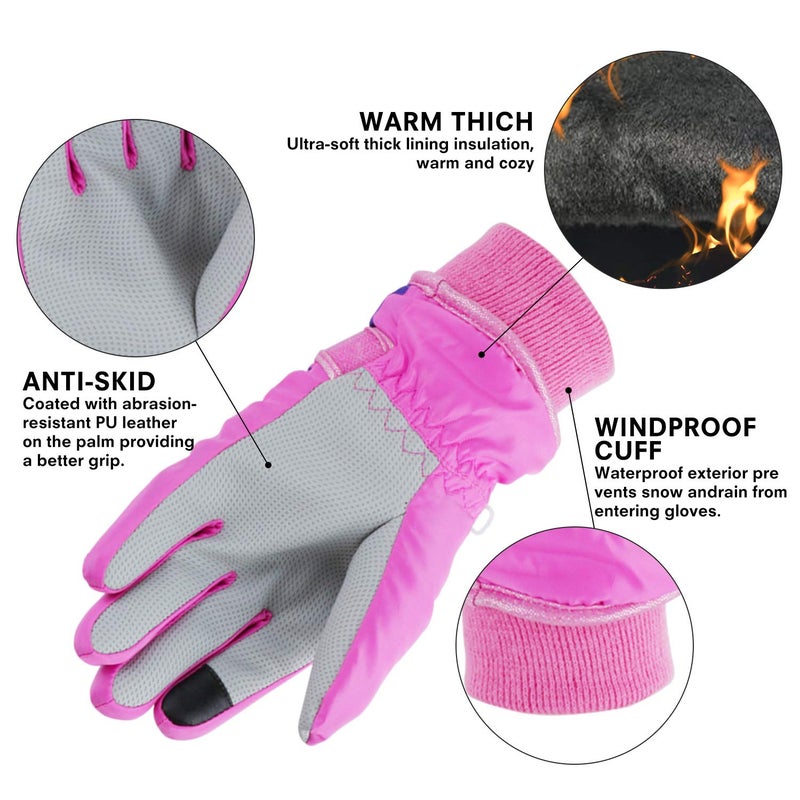 EVBEA Toddler Women Mens Snow Gloves Kids Waterproof Winter Warm Thermal Ski Snowboard Ladies Glove - Image 3