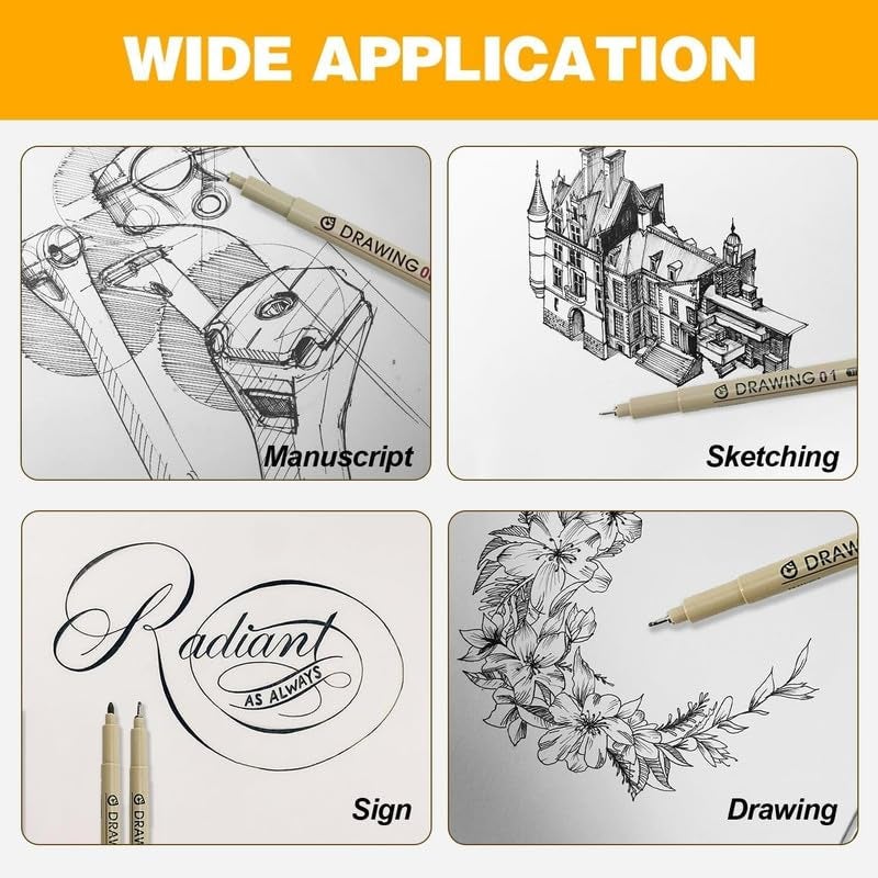 ATHA Black Micron Pen Hook Liner Sketch Markers Drawing Waterproof Art Supplies Manga Comic Handwriting Pen (12 Psc) - Image 3