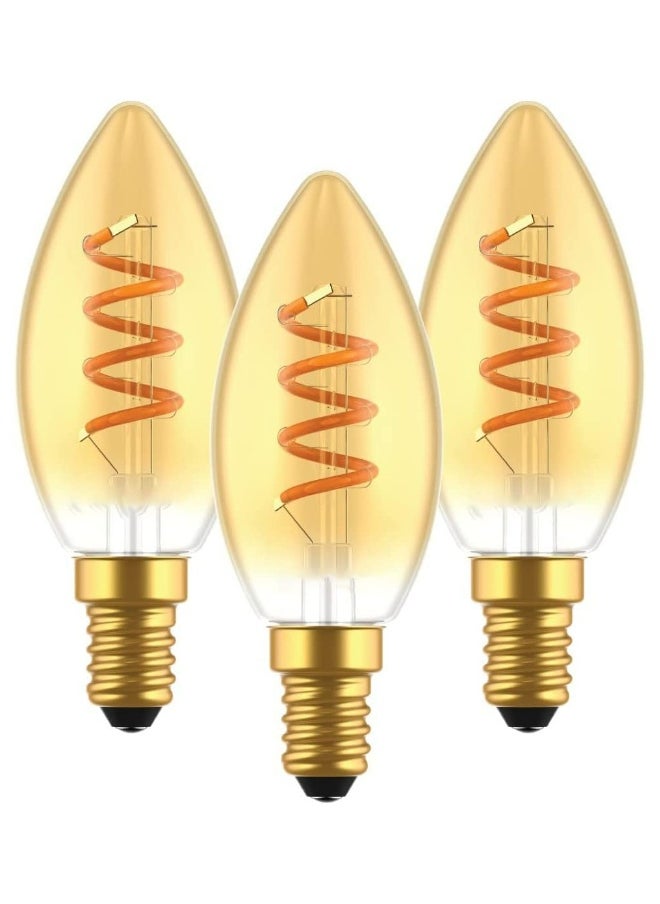 ماركة غير محددة مصابيح LED قابلة للتعتيم E14، مصابيح شمع زجاجية عتيقة ك35، 3 واط ضوء أبيض دافئ 2200K، إضاءة موفرة للطاقة للثريات والمصابيح الجدارية (عبوة من 3)  - Image 1