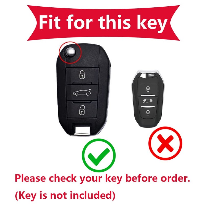 KUNIO Flip Key Case Fits Peugeot 3008 2008 4008 208 308 408 508 RCZ Fits Citroen C4L Cactus C5 C3 C6 C8 Picasso Protective TPU Car Key Case Key Case 3 Buttons Black - Image 2