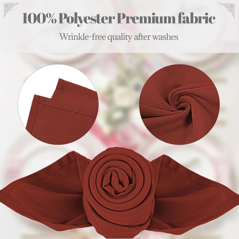 PLOYMONO Burnt Orange Heavy Duty Cloth Napkins17 x 17 Inch Solid Washable Polyester Dinner Napkins  Set of 8 Napkins with Hemmed EdgesGreat for Party Fall Festival Autumn Halloween Thanksgiving - Image 3