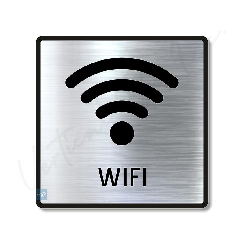 Vertical Root Inc ® Premium Brush Finish Square Silver Acrylic Free WiFi Sign Easy to Mount 3M Double Side Tape 5.8 Inch Signage Self-Adhesive Business Stores Cafe Shop Hospital School Office Hotel - Image 1