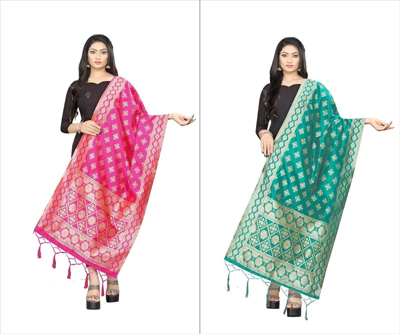 JENNY DESIGNER شال/تشوني حرير بناراسي مطبوع تقليدي للنساء - Image 3