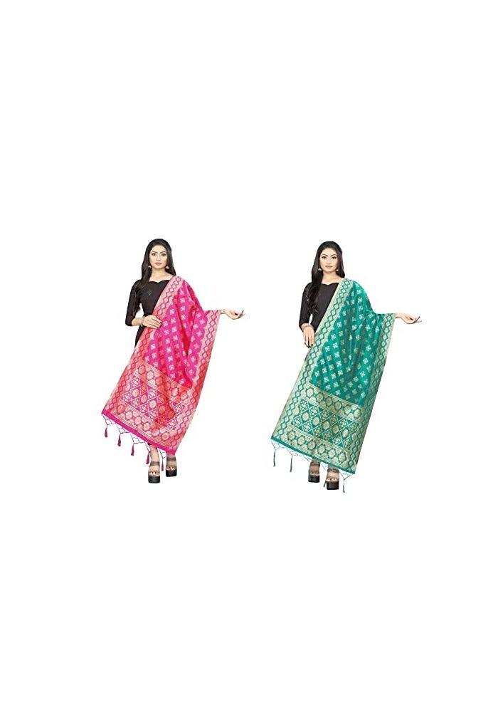 JENNY DESIGNER شال/تشوني حرير بناراسي مطبوع تقليدي للنساء - Image 1