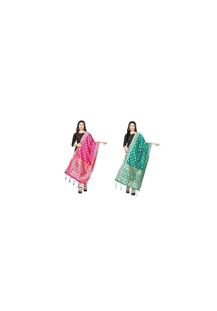 JENNY DESIGNER شال/تشوني حرير بناراسي مطبوع تقليدي للنساء - Image 4