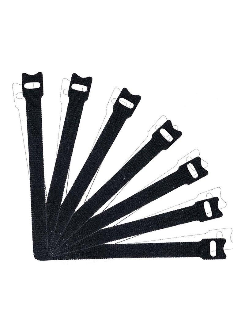 50 PCS Reusable Fastening Cable Ties 8 Inch Premium Adjustable Cord Ties Black Cord Organization Straps Microfiber Hook Loop Cable Management Wire Organizer Wrap