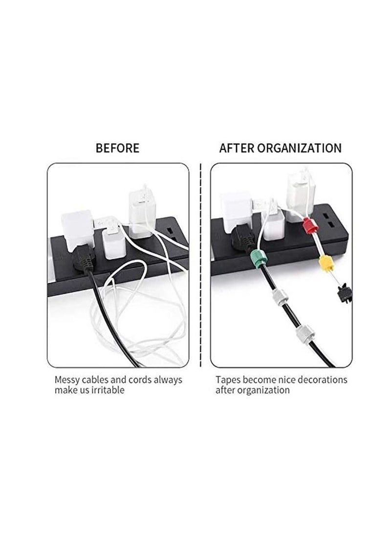 50 PCS Reusable Fastening Cable Ties 8 Inch Premium Adjustable Cord Ties Black Cord Organization Straps Microfiber Hook Loop Cable Management Wire Organizer Wrap