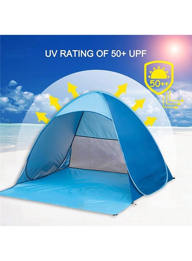 RollsTimi  Beach Tent, Easy Pop Up Beach Shade, Portable Beach Tent with Carry Bag, Anti UV Instant Portable Tent Sun Shelter, UPF 50+, for 2-3 Person, Blue - Image 5