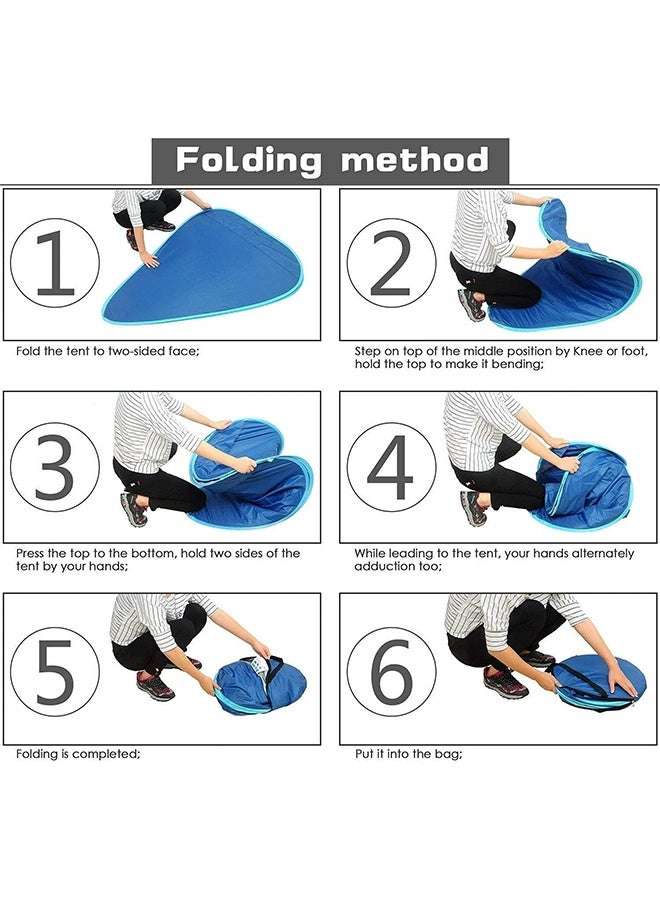 RollsTimi  Beach Tent, Easy Pop Up Beach Shade, Portable Beach Tent with Carry Bag, Anti UV Instant Portable Tent Sun Shelter, UPF 50+, for 2-3 Person, Blue - Image 3