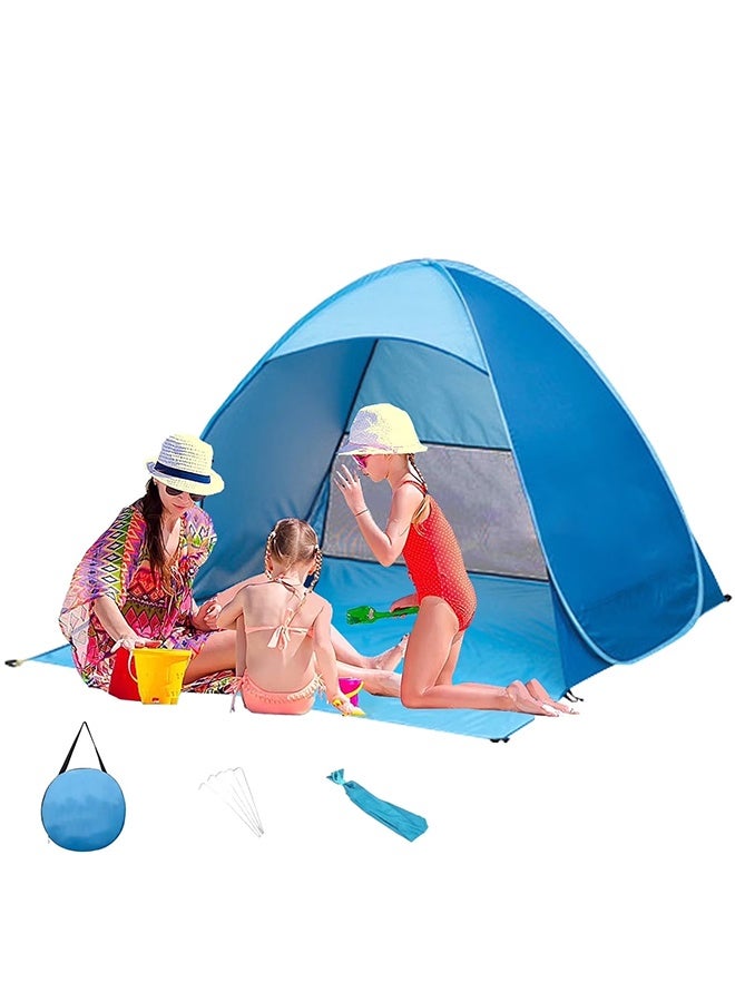 RollsTimi  Beach Tent, Easy Pop Up Beach Shade, Portable Beach Tent with Carry Bag, Anti UV Instant Portable Tent Sun Shelter, UPF 50+, for 2-3 Person, Blue - Image 1