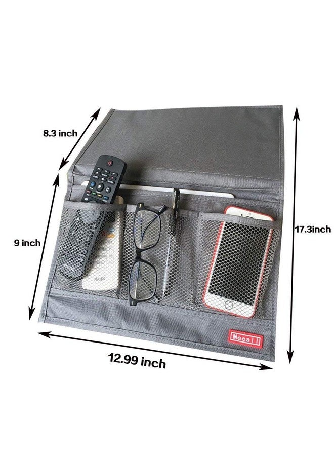 Meeall Bedside Storage Organizer with Pockets, Bedside Caddy, Table Cabinet Storage Organizer, TV Remote Control, Phones, Magazines, Tablets, Accessories, Grey - Image 3
