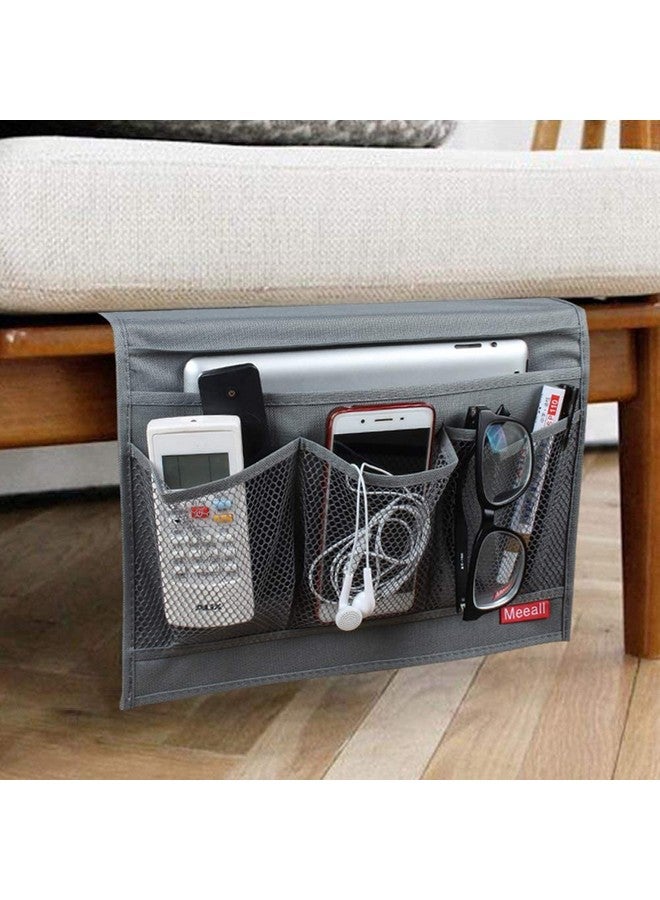 Meeall Bedside Storage Organizer with Pockets, Bedside Caddy, Table Cabinet Storage Organizer, TV Remote Control, Phones, Magazines, Tablets, Accessories, Grey - Image 2