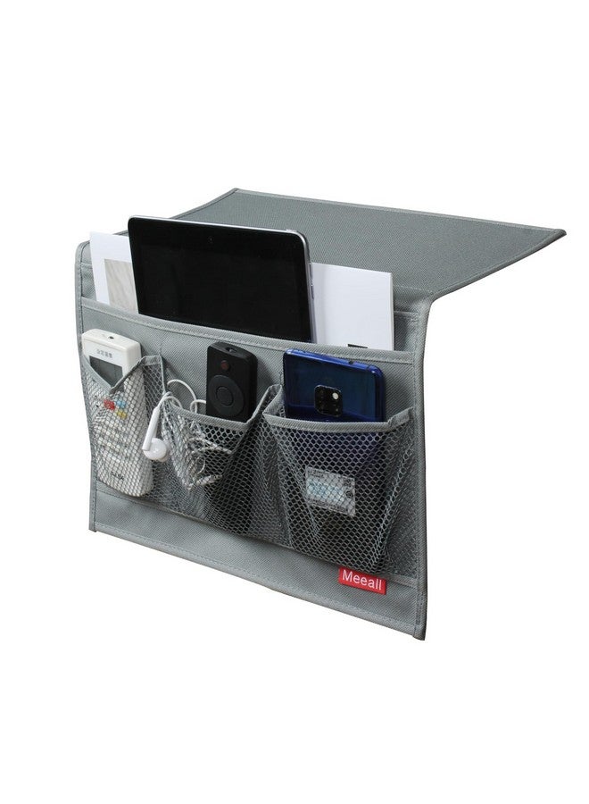 Meeall Bedside Storage Organizer with Pockets, Bedside Caddy, Table Cabinet Storage Organizer, TV Remote Control, Phones, Magazines, Tablets, Accessories, Grey - Image 1