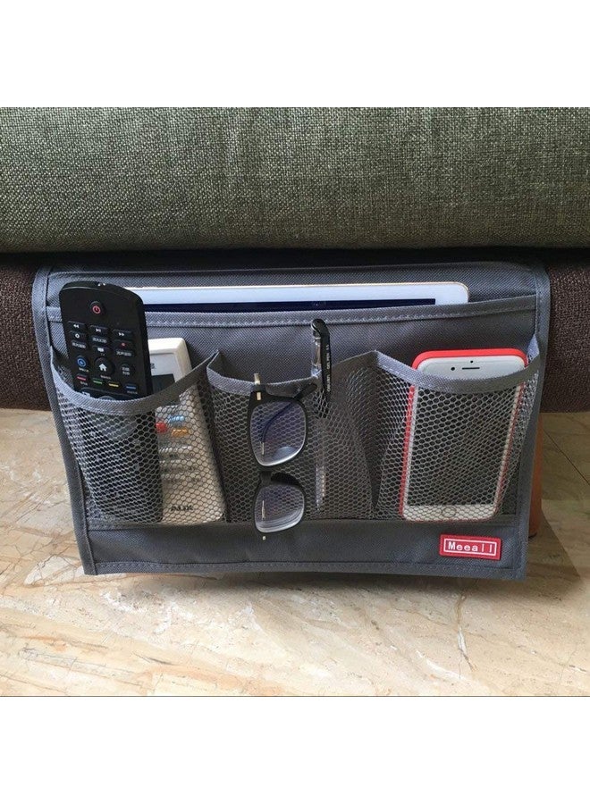 Meeall Bedside Storage Organizer with Pockets, Bedside Caddy, Table Cabinet Storage Organizer, TV Remote Control, Phones, Magazines, Tablets, Accessories, Grey - Image 4