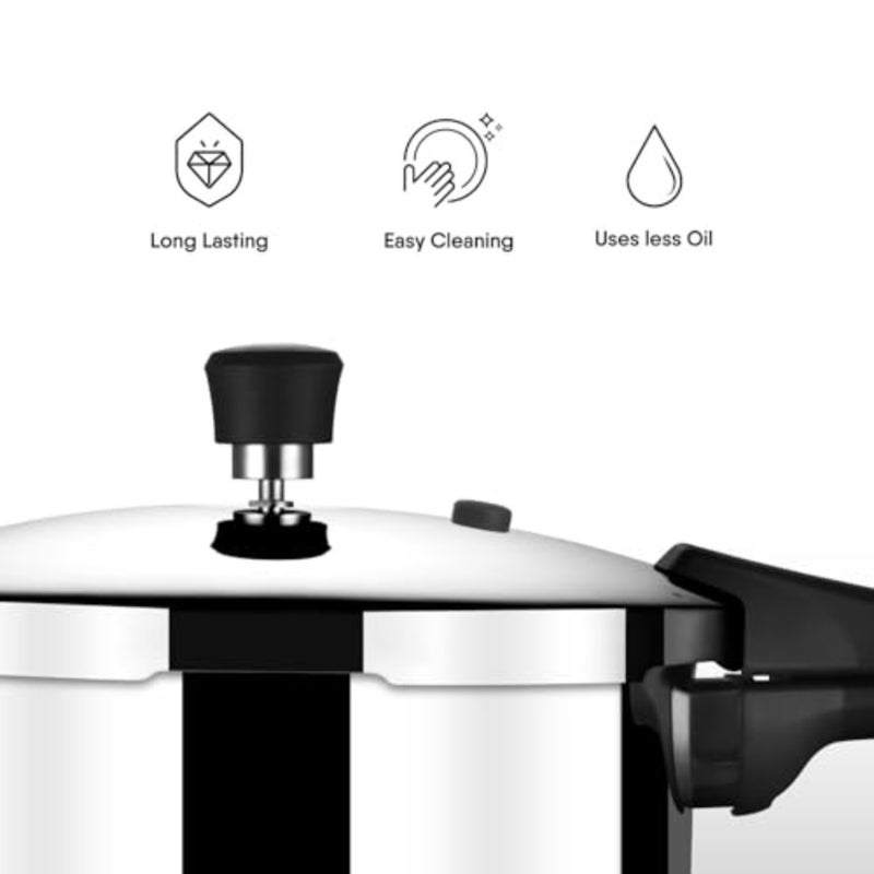 Triply Stainless Steel Xpress Pressure Cooker Outer Lid Lean, 9243, 3.3L, Silver - Image 5