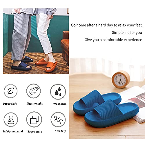 rosyclo Cloud Slippers for Women and Men Massage Thick Sole Non-Slip Shower Slippers Bathroom Super Soft Comfy House Cloud Slide Slippers for Indoor and Outdoor（Blue 44-45） - Image 5
