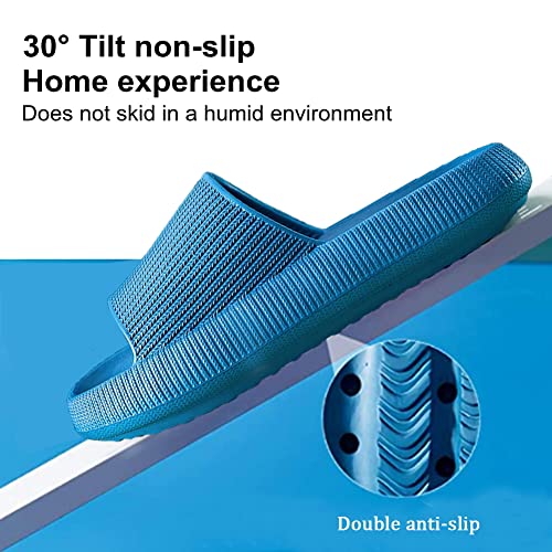 rosyclo Cloud Slippers for Women and Men Massage Thick Sole Non-Slip Shower Slippers Bathroom Super Soft Comfy House Cloud Slide Slippers for Indoor and Outdoor（Blue 44-45） - Image 3