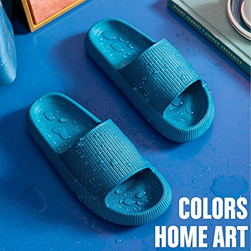 rosyclo Cloud Slippers for Women and Men Massage Thick Sole Non-Slip Shower Slippers Bathroom Super Soft Comfy House Cloud Slide Slippers for Indoor and Outdoor（Blue 44-45） - Image 4