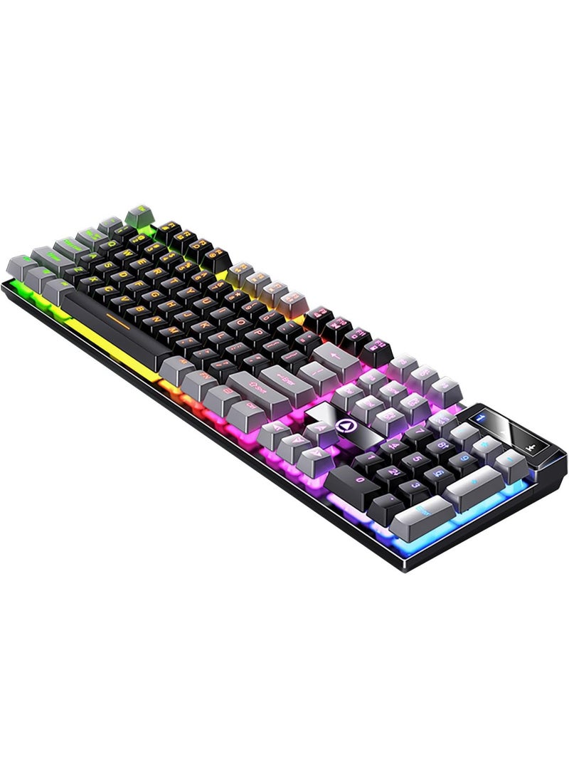 لوحة مفاتيح ألعاب ثنائية اللون RGB مكونة من 61 مفتاحًا باللغتين الإنجليزية والعربية وتصميم مريح ومضادة للماء مع لوحة مفاتيح مضادة للظلال لوحة مفاتيح ألعاب صغيرة لوحة مفاتيح عالية الأداء للاعبين - Image 5