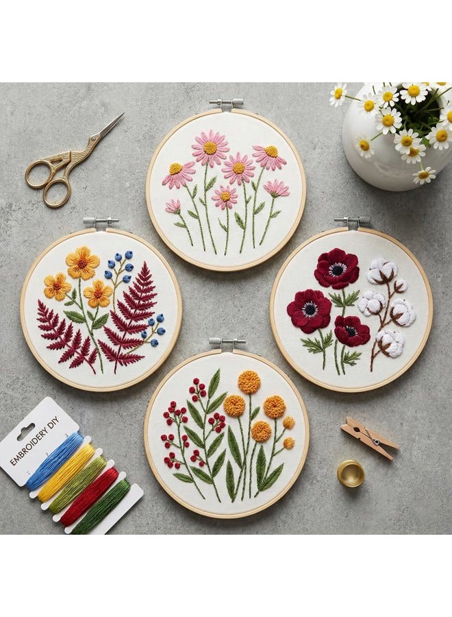 Faylapa Full Range of Embroidery Starter Kit with Bamboo Embroidery Hoops,36 Colors Threads,45 x 30 cm 14 Count Classic Reserve Aida and Cross Stitch Tool Kit 16 pcs 5" Bamboo Hoop - Image 4