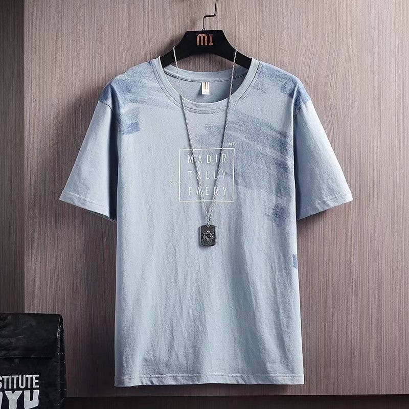 Men's gradient short sleeve T-shirt 2022 summer New loose half sleeve fashion brand casual boys ice silk T-shirt clothes - Image 3
