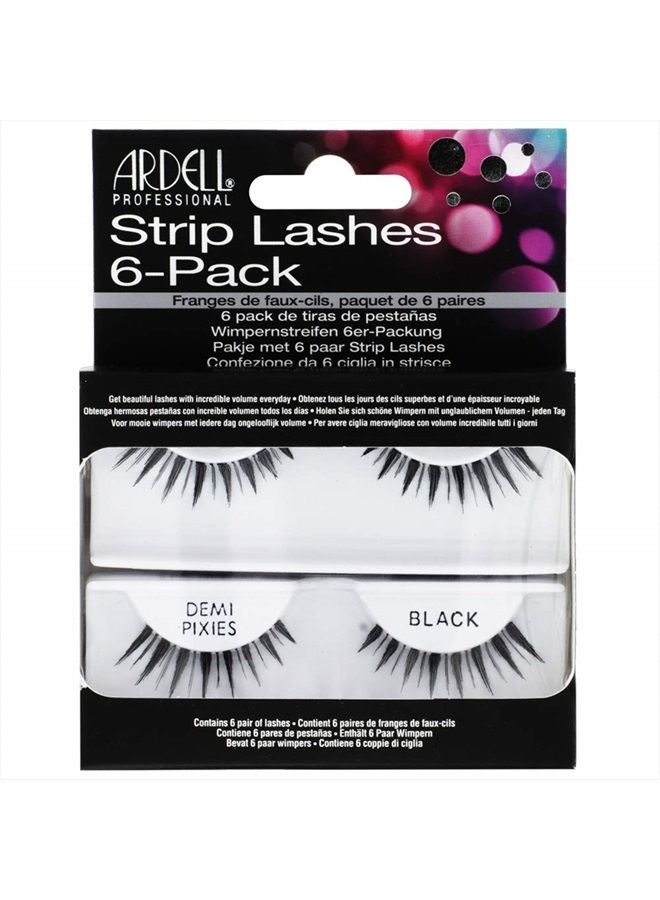 ARDELL Natural Demi Pixies Black False Strip Lashes, 6 pairs x 1 pack
