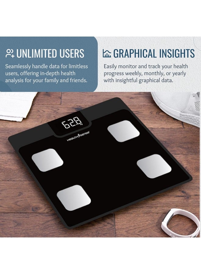 هيلث سينس جهاز قياس الوزن HealthSense Bluetooth BMI لقياس وزن الجسم، محلل رقمي لدهون الجسم ومقياس ذكي لتكوين الجسم مع تطبيق جوال، 12 معلمة للجسم، شاشة LED وضمان لمدة عام - BS161، 150 كجم - Image 5