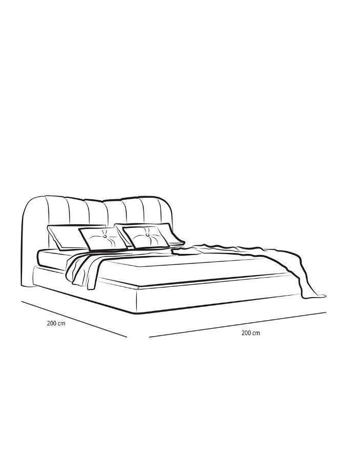 Al Home Super King Bed in Grey Velvet with Swedish Wood Frame By Alhome 200x200x140 cm - Image 2