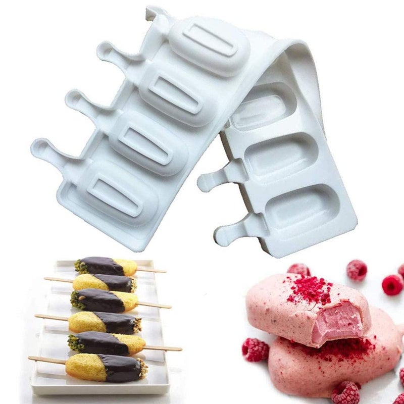 JL Mini Ice-Cream Silicone Bar Mould Maker Frozen Dessert Chocolate Cake Popsicle Tray with Lollipop Sticks - Image 2