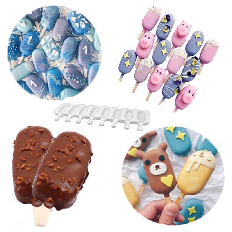 JL Mini Ice-Cream Silicone Bar Mould Maker Frozen Dessert Chocolate Cake Popsicle Tray with Lollipop Sticks - Image 4